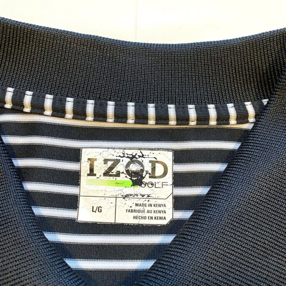 IZOD Golf Polo Shirt Mens Large Performance Tee Short Sleeve Striped Athleisure - Picture 3 of 12